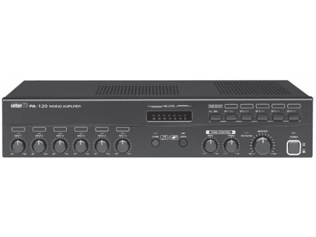 INTER-M PA-120 ΜΙΚΤΗΣ-ΕΝΙΣΧΥΤΗΣ 6 ΕΙΣΟΔΩΝ 120W 8Ω/100V 5 ΖΩΝΕΣ