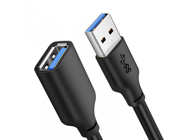 CABLETIME καλώδιο USB 3.0 αρσενικό σε θηλυκό C160, 5Gbps, 1m, μαύρο