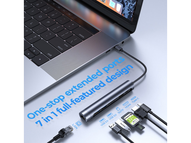 JOYROOM S-H111 docking station  2x USB, HDMI, Type-C, RJ45, TF/SD