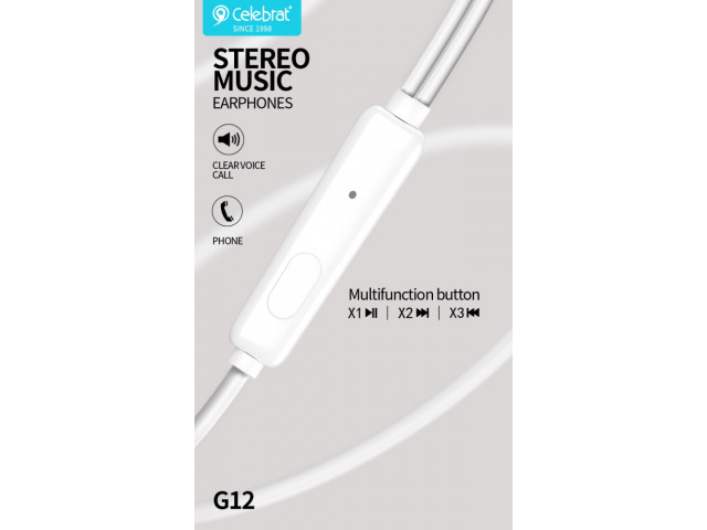 CELEBRAT G12WH earphones με μικρόφωνο, 14.2mm, 3.5mm, 1.2m