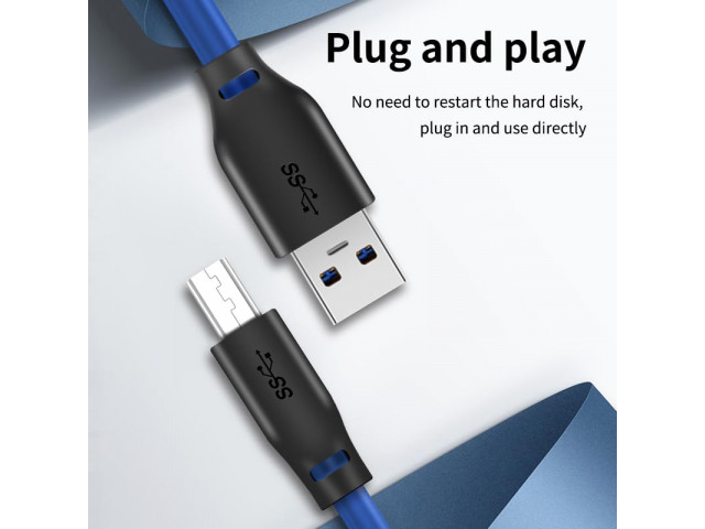 CABLETIME CT-C160 καλώδιο USB σε USB Type B -U3-AMBM, 5Gbps, 2m, μπλε